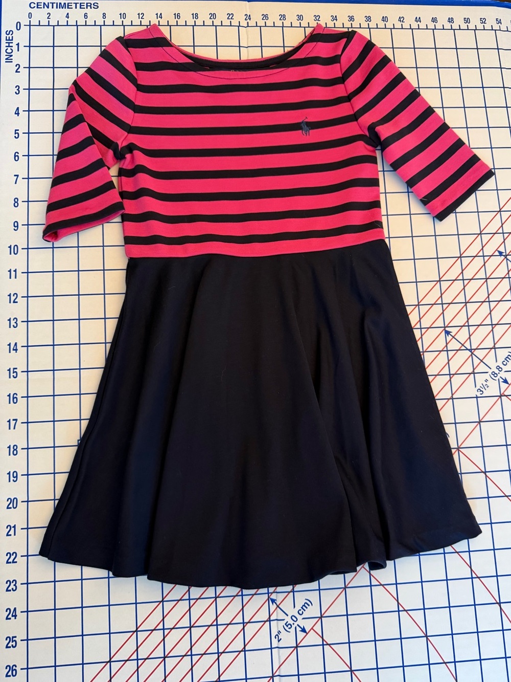 Polo by Ralph Lauren Pink and Black Striped Fit-and-Flare Kids Dress